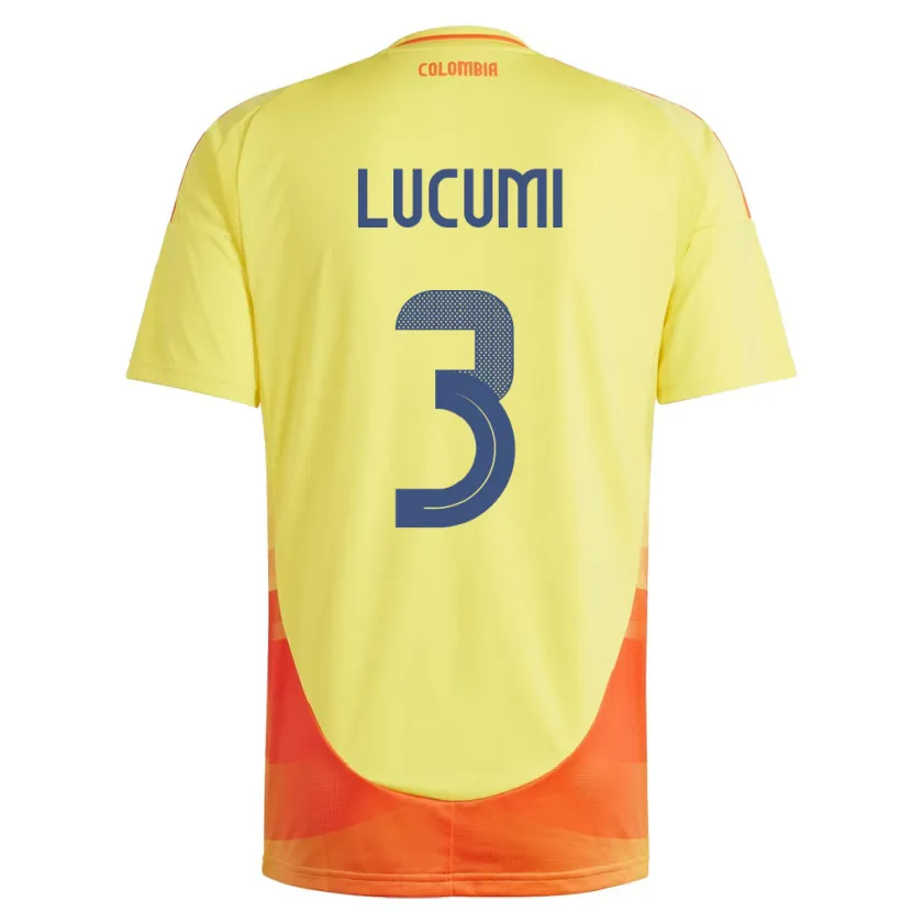 Danxen Hombre Camiseta Colombia Jhon Lucumí #3 Amarillo 1ª Equipación 24-26 La Camisa