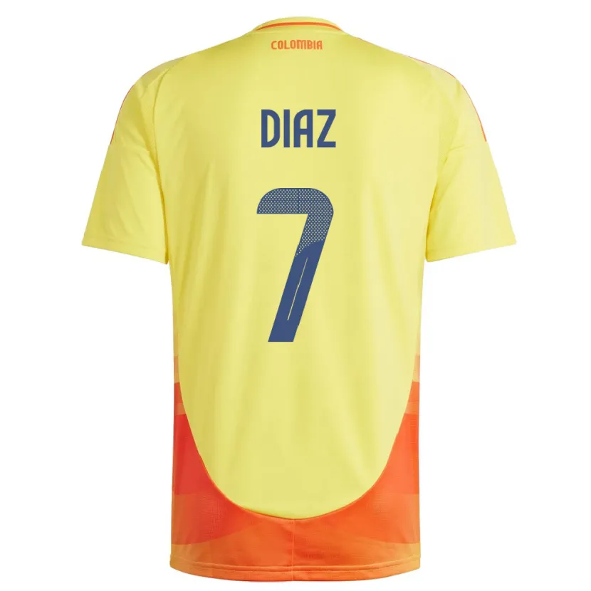 Danxen Hombre Camiseta Colombia Luis Díaz #7 Amarillo 1ª Equipación 24-26 La Camisa