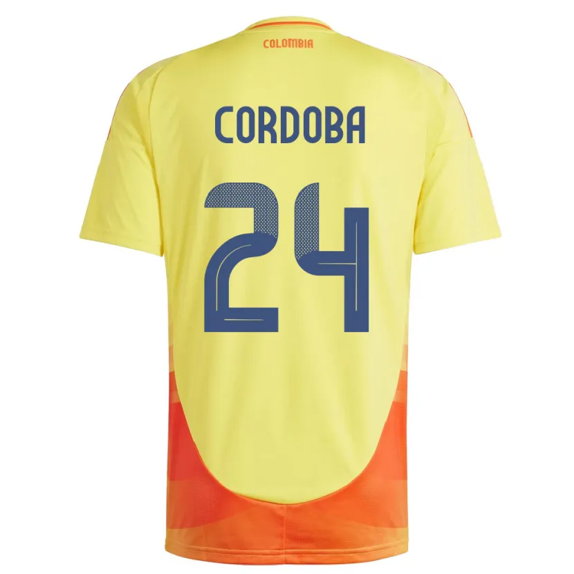 Danxen Hombre Camiseta Colombia Jhon Córdoba #24 Amarillo 1ª Equipación 24-26 La Camisa
