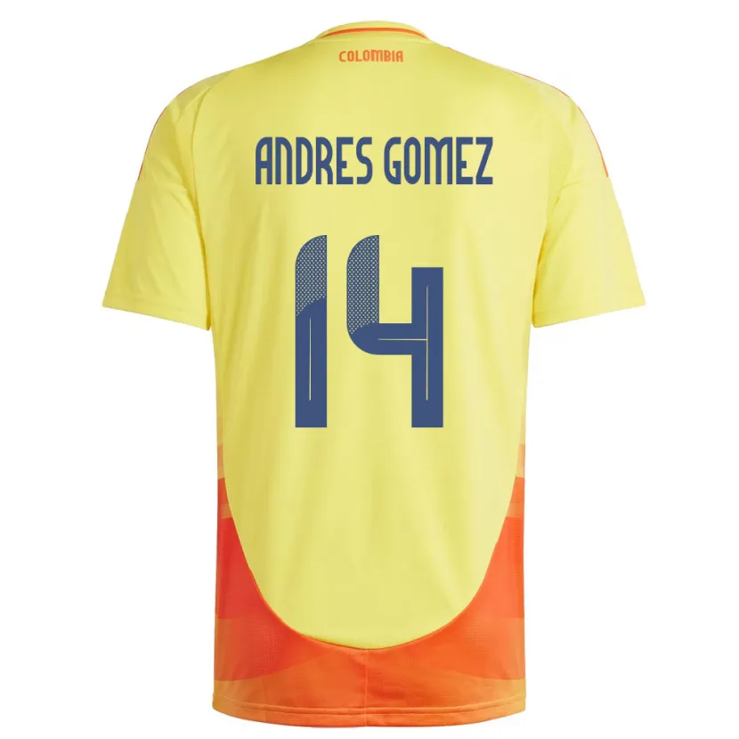 Danxen Hombre Camiseta Colombia Carlos Andrés Gómez #14 Amarillo 1ª Equipación 24-26 La Camisa