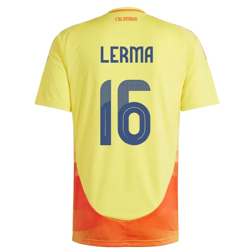 Danxen Hombre Camiseta Colombia Jefferson Lerma #16 Amarillo 1ª Equipación 24-26 La Camisa