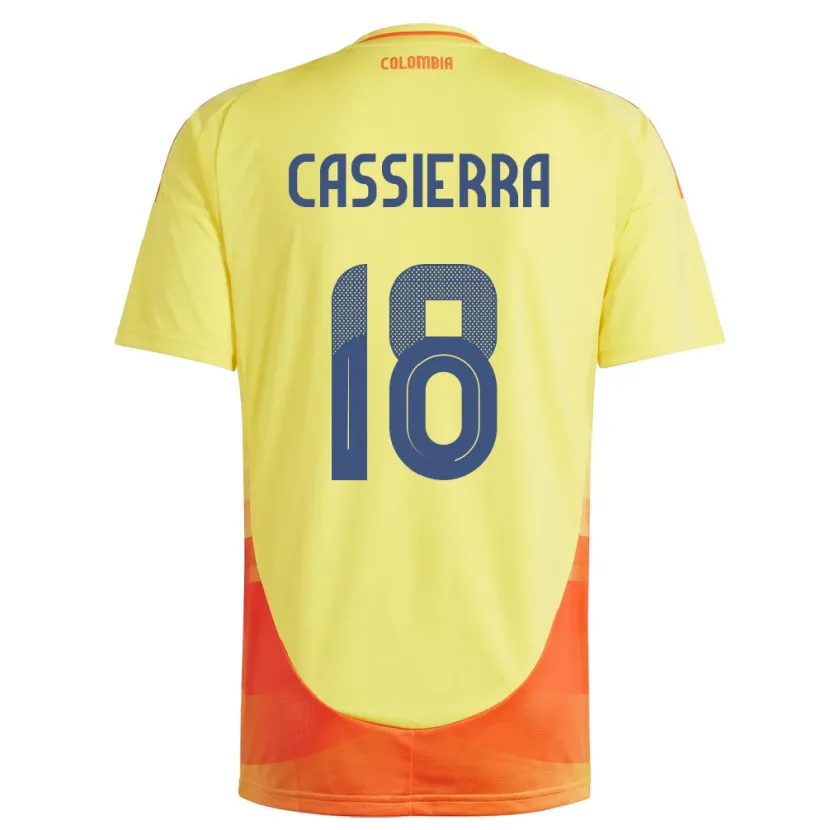 Danxen Hombre Camiseta Colombia Mateo Cassierra #18 Amarillo 1ª Equipación 24-26 La Camisa
