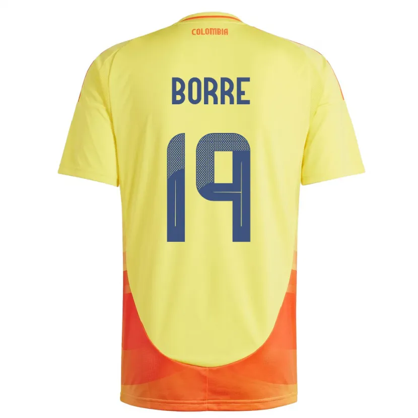 Danxen Hombre Camiseta Colombia Rafael Borré #19 Amarillo 1ª Equipación 24-26 La Camisa