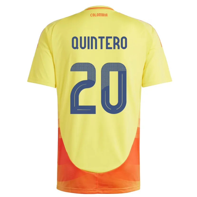 Danxen Hombre Camiseta Colombia Juan Fernando Quintero #20 Amarillo 1ª Equipación 24-26 La Camisa