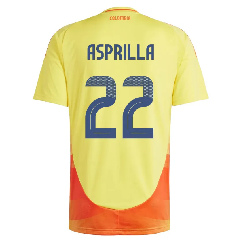 Danxen Hombre Camiseta Colombia Yáser Asprilla #22 Amarillo 1ª Equipación 24-26 La Camisa