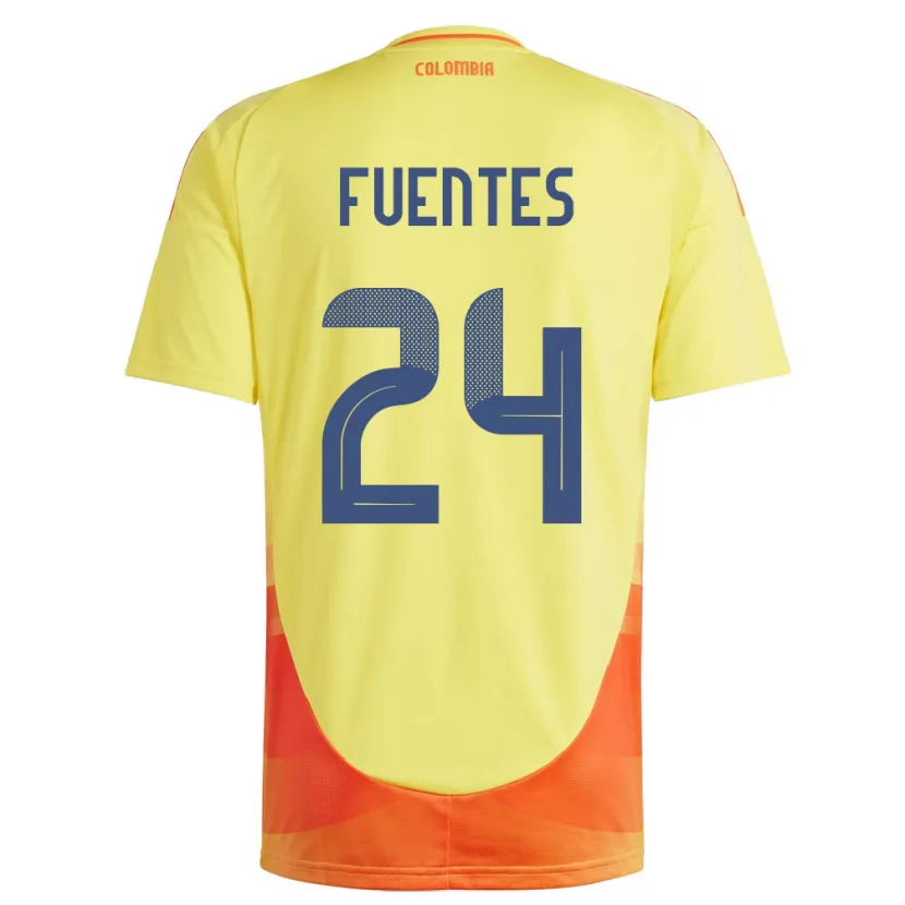 Danxen Hombre Camiseta Colombia Gabriel Fuentes #24 Amarillo 1ª Equipación 24-26 La Camisa