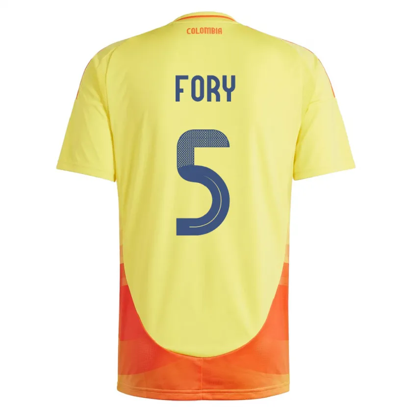 Danxen Hombre Camiseta Colombia Jimer Fory #5 Amarillo 1ª Equipación 24-26 La Camisa