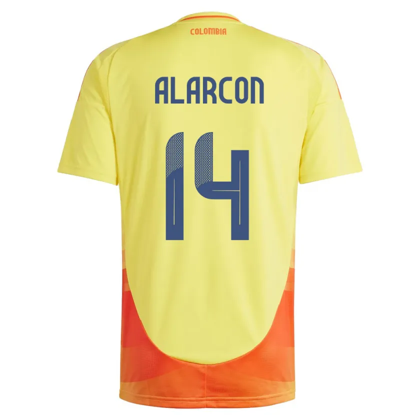 Danxen Hombre Camiseta Colombia Andrés Alarcón #14 Amarillo 1ª Equipación 24-26 La Camisa