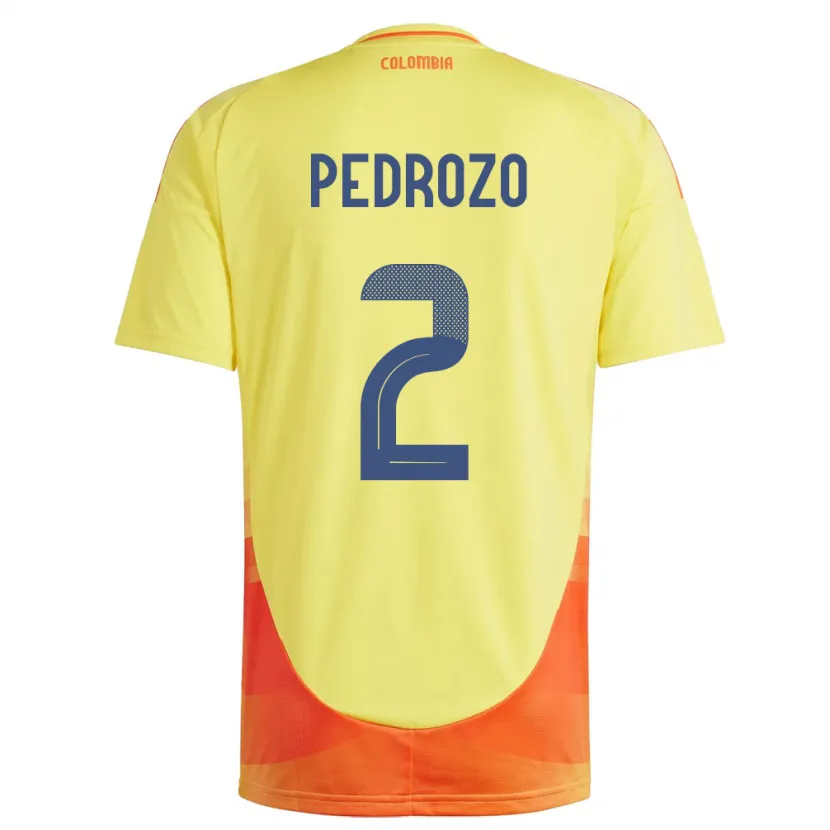 Danxen Hombre Camiseta Colombia Daniel Pedrozo #2 Amarillo 1ª Equipación 24-26 La Camisa