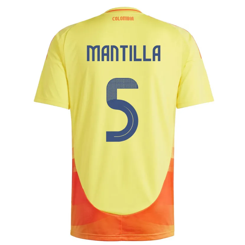 Danxen Hombre Camiseta Colombia Kevin Mantilla #5 Amarillo 1ª Equipación 24-26 La Camisa