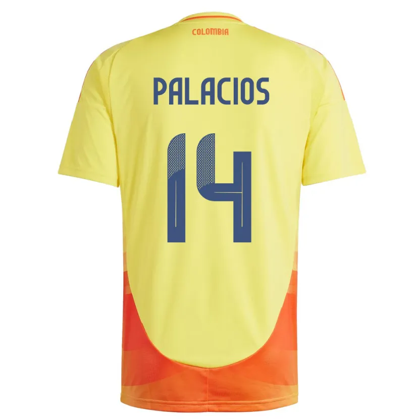 Danxen Hombre Camiseta Colombia Julián Palacios #14 Amarillo 1ª Equipación 24-26 La Camisa