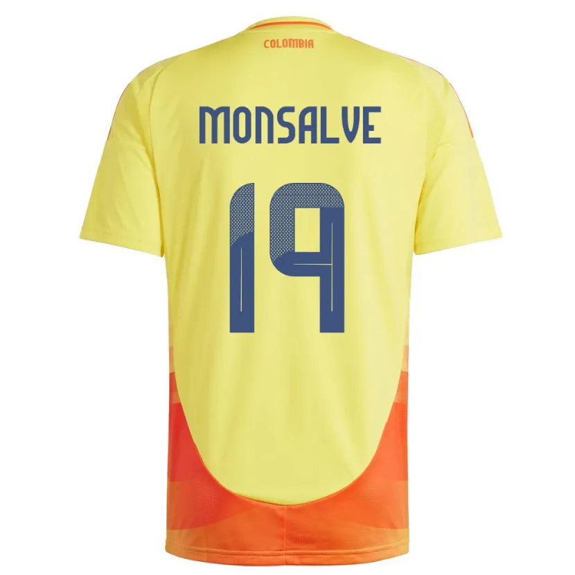 Danxen Hombre Camiseta Colombia Miguel Monsalve #19 Amarillo 1ª Equipación 24-26 La Camisa
