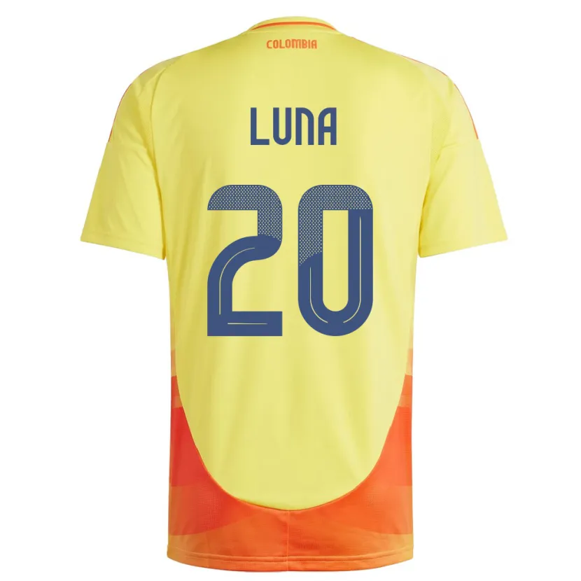 Danxen Hombre Camiseta Colombia Daniel Luna #20 Amarillo 1ª Equipación 24-26 La Camisa