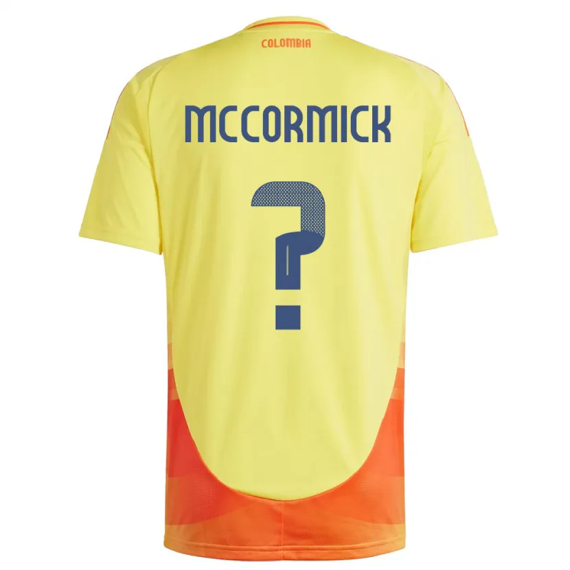 Danxen Hombre Camiseta Colombia Hollman Mccormick #0 Amarillo 1ª Equipación 24-26 La Camisa