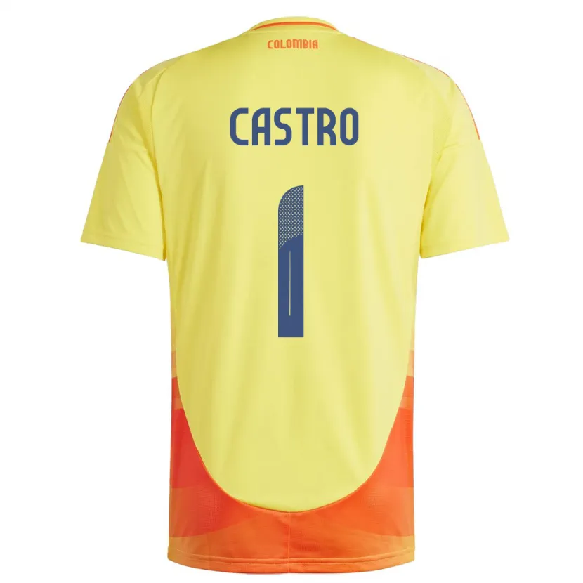 Danxen Hombre Camiseta Colombia Danny Castro #1 Amarillo 1ª Equipación 24-26 La Camisa