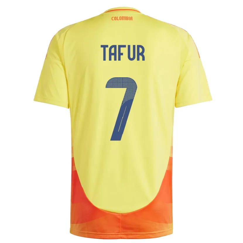 Danxen Hombre Camiseta Colombia Luis Tafur #7 Amarillo 1ª Equipación 24-26 La Camisa