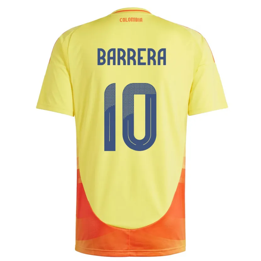 Danxen Hombre Camiseta Colombia Jordan Barrera #10 Amarillo 1ª Equipación 24-26 La Camisa
