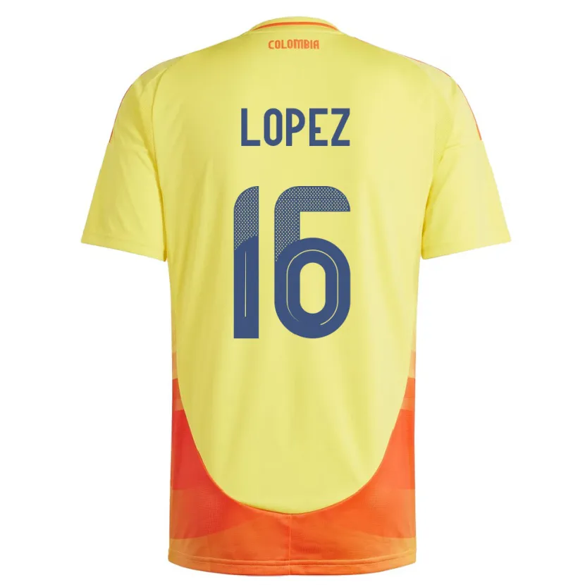 Danxen Hombre Camiseta Colombia William López #16 Amarillo 1ª Equipación 24-26 La Camisa