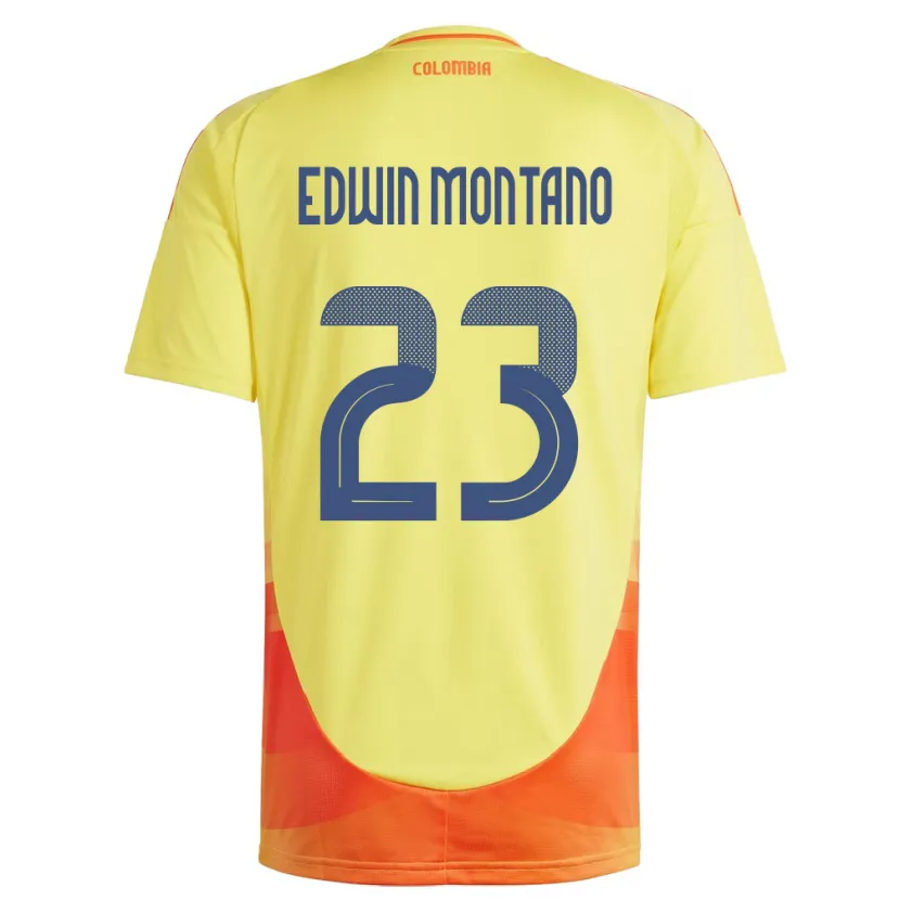 Danxen Hombre Camiseta Colombia John Edwin Montaño #23 Amarillo 1ª Equipación 24-26 La Camisa