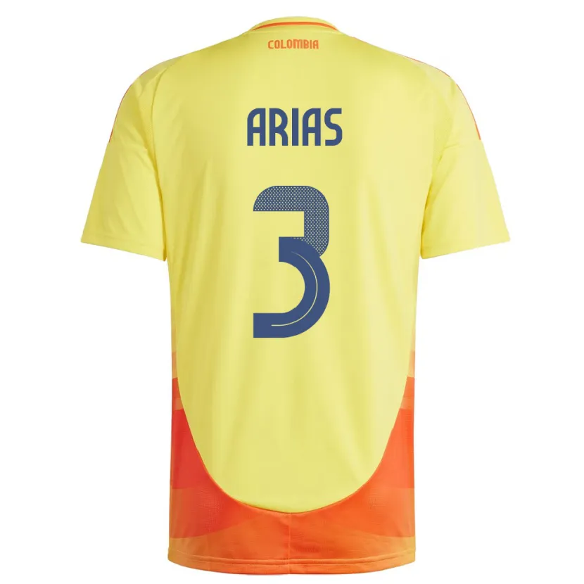 Danxen Hombre Camiseta Colombia Daniela Arias #3 Amarillo 1ª Equipación 24-26 La Camisa