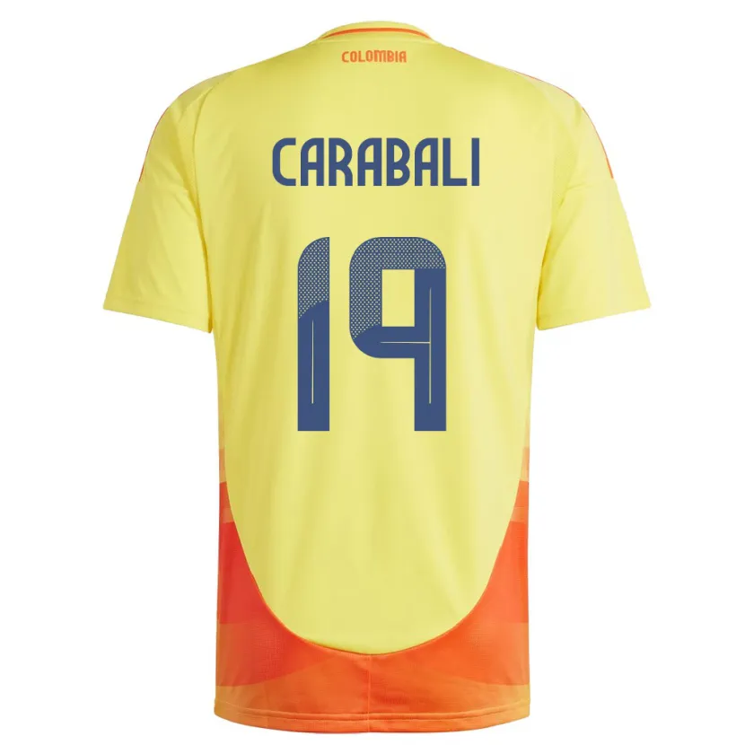 Danxen Hombre Camiseta Colombia Jorelyn Carabalí #19 Amarillo 1ª Equipación 24-26 La Camisa