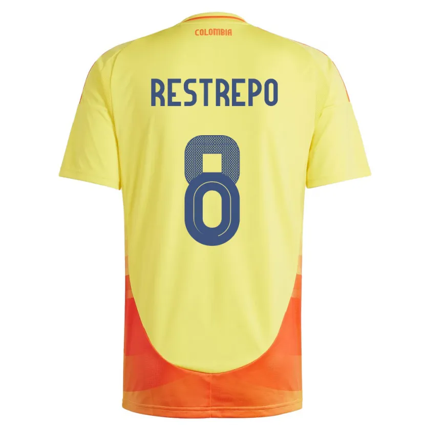 Danxen Hombre Camiseta Colombia Marcela Restrepo #8 Amarillo 1ª Equipación 24-26 La Camisa