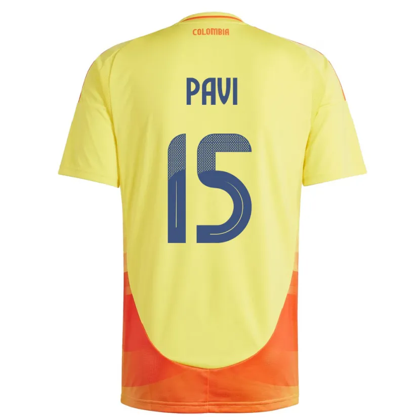 Danxen Hombre Camiseta Colombia Manuela Paví #15 Amarillo 1ª Equipación 24-26 La Camisa
