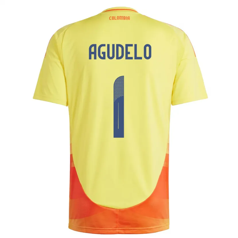 Danxen Hombre Camiseta Colombia Luisa Agudelo #1 Amarillo 1ª Equipación 24-26 La Camisa
