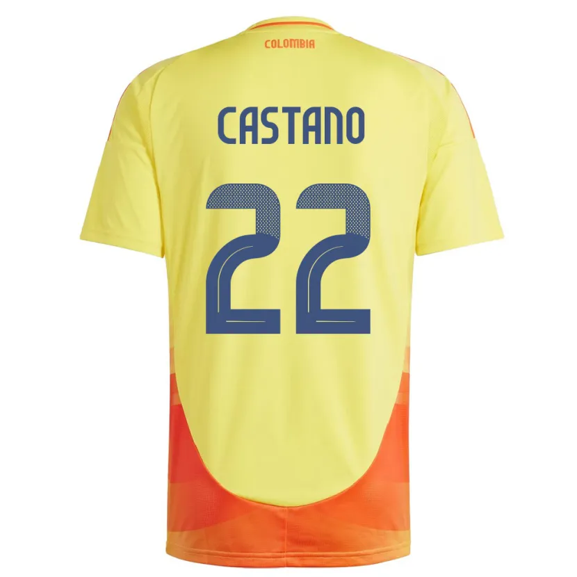 Danxen Hombre Camiseta Colombia Stefany Castaño #22 Amarillo 1ª Equipación 24-26 La Camisa