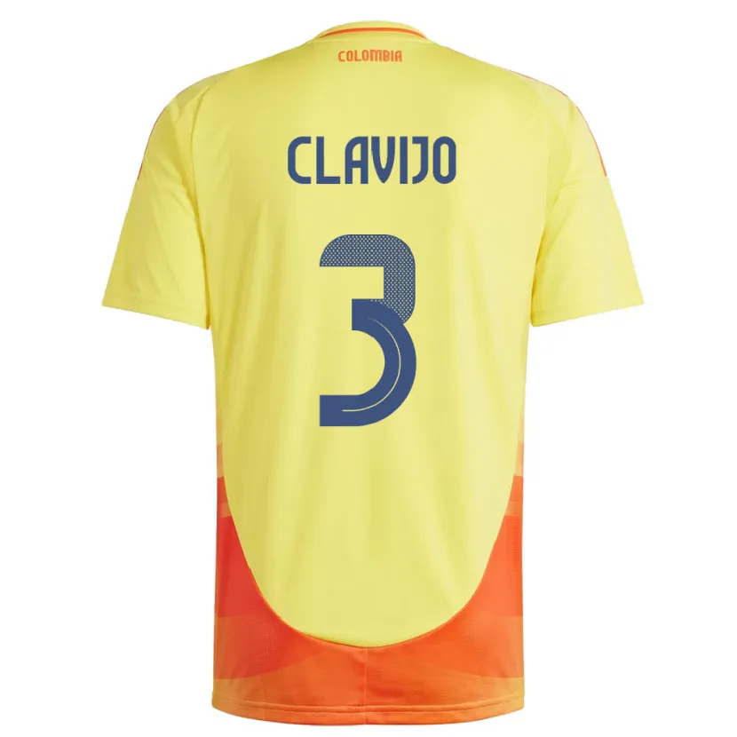 Danxen Hombre Camiseta Colombia Ángela Clavijo #3 Amarillo 1ª Equipación 24-26 La Camisa