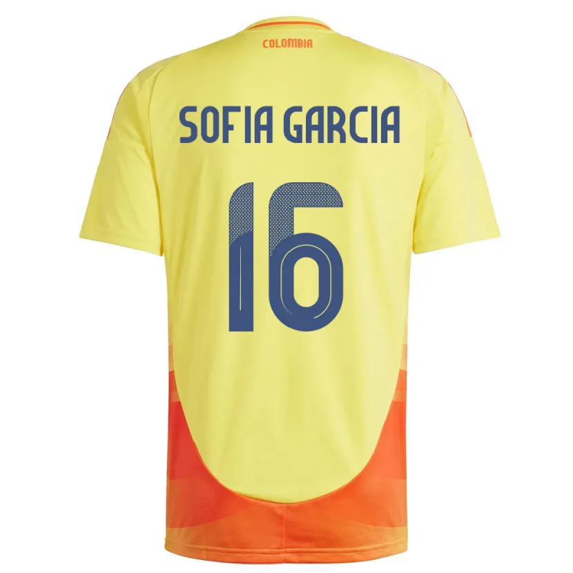 Danxen Hombre Camiseta Colombia Sofía García #16 Amarillo 1ª Equipación 24-26 La Camisa