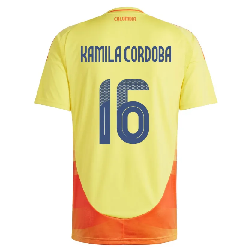 Danxen Hombre Camiseta Colombia Sara Kamila Córdoba #16 Amarillo 1ª Equipación 24-26 La Camisa