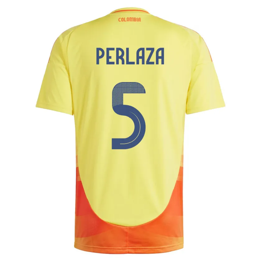 Danxen Hombre Camiseta Colombia Stefania Perlaza #5 Amarillo 1ª Equipación 24-26 La Camisa