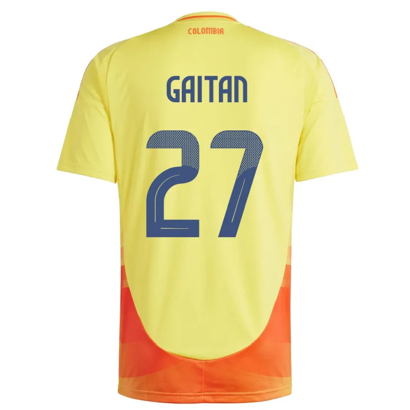 Danxen Hombre Camiseta Colombia Natalia Gaitán #27 Amarillo 1ª Equipación 24-26 La Camisa