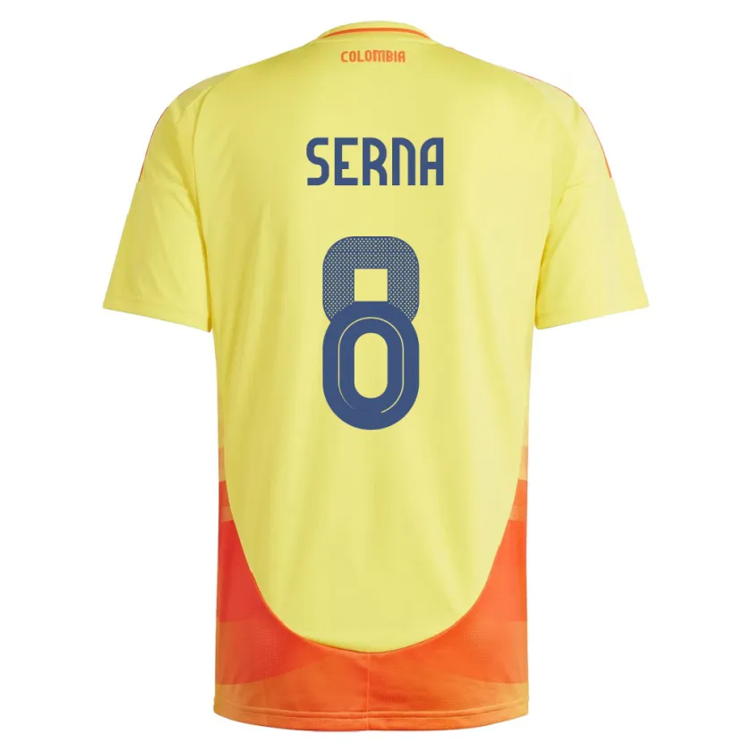 Danxen Hombre Camiseta Colombia Liced Serna #8 Amarillo 1ª Equipación 24-26 La Camisa