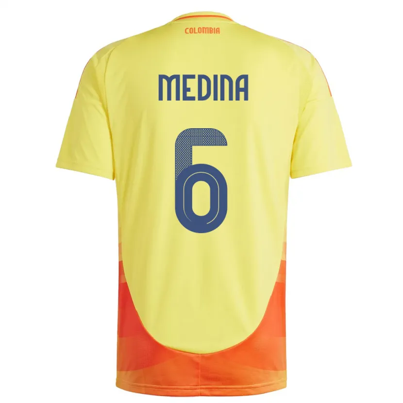 Danxen Hombre Camiseta Colombia Paula Medina #6 Amarillo 1ª Equipación 24-26 La Camisa