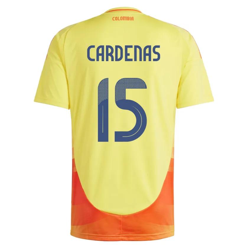 Danxen Hombre Camiseta Colombia Wendy Cárdenas #15 Amarillo 1ª Equipación 24-26 La Camisa