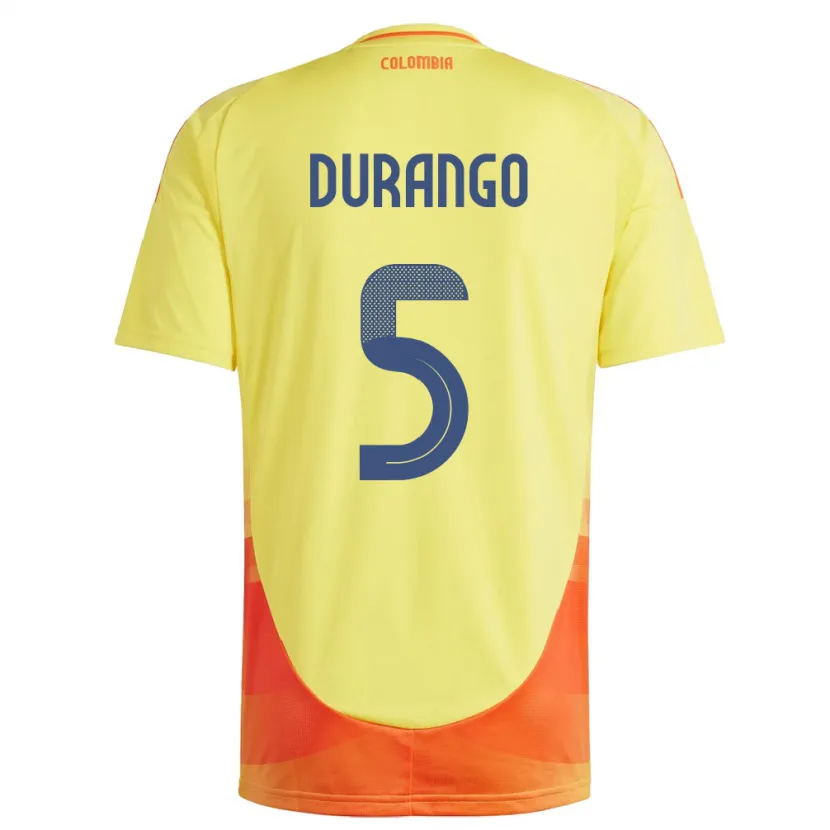 Danxen Hombre Camiseta Colombia Lorena Durango #5 Amarillo 1ª Equipación 24-26 La Camisa
