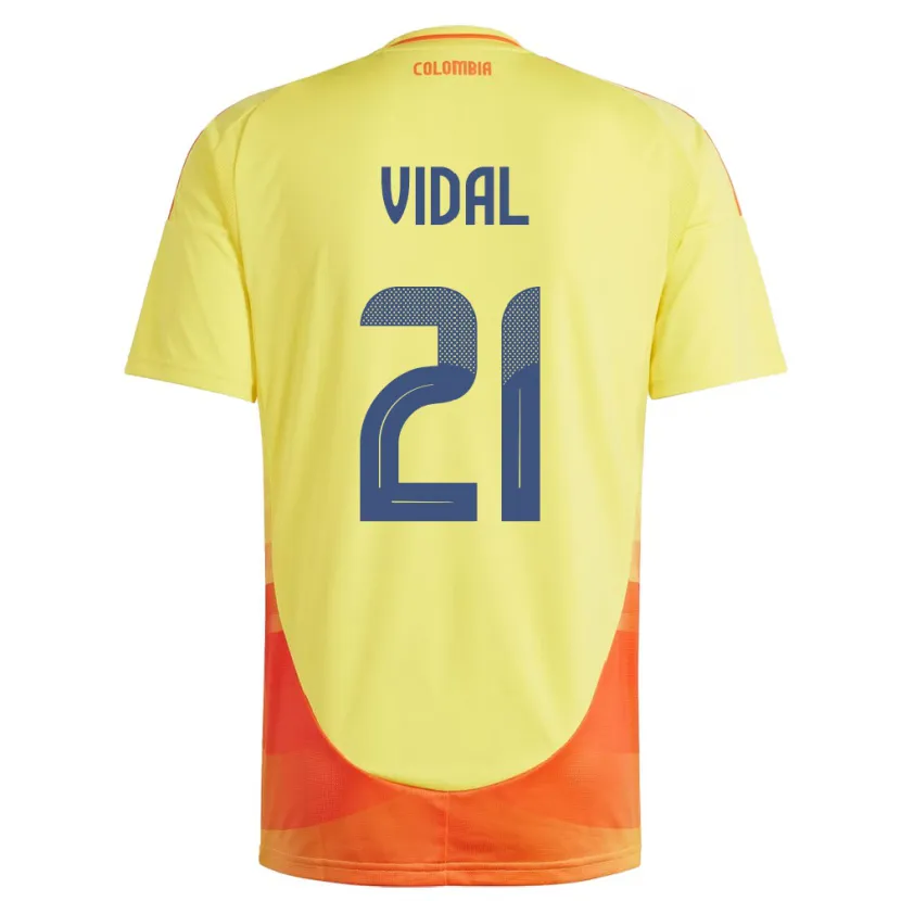 Danxen Hombre Camiseta Colombia Ingrid Vidal #21 Amarillo 1ª Equipación 24-26 La Camisa