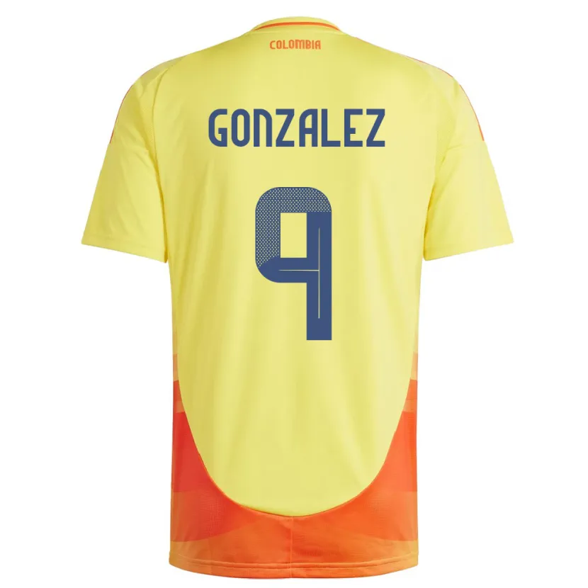 Danxen Hombre Camiseta Colombia Manuela González #9 Amarillo 1ª Equipación 24-26 La Camisa