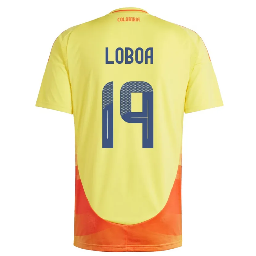 Danxen Hombre Camiseta Colombia Valerin Loboa #19 Amarillo 1ª Equipación 24-26 La Camisa