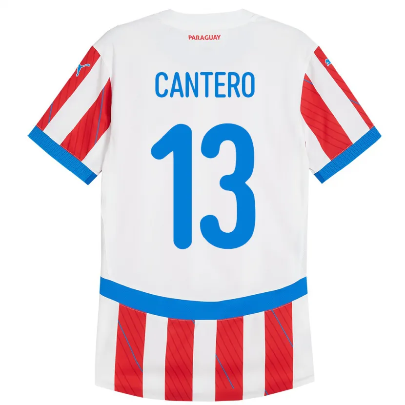 Danxen Hombre Camiseta Paraguay Alexis Cantero #13 Blanco Rojo 1ª Equipación 24-26 La Camisa