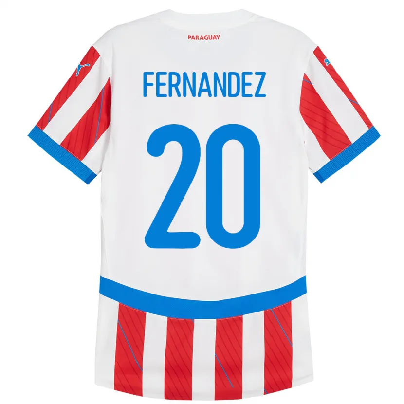 Danxen Hombre Camiseta Paraguay Marcelo Fernández #20 Blanco Rojo 1ª Equipación 24-26 La Camisa