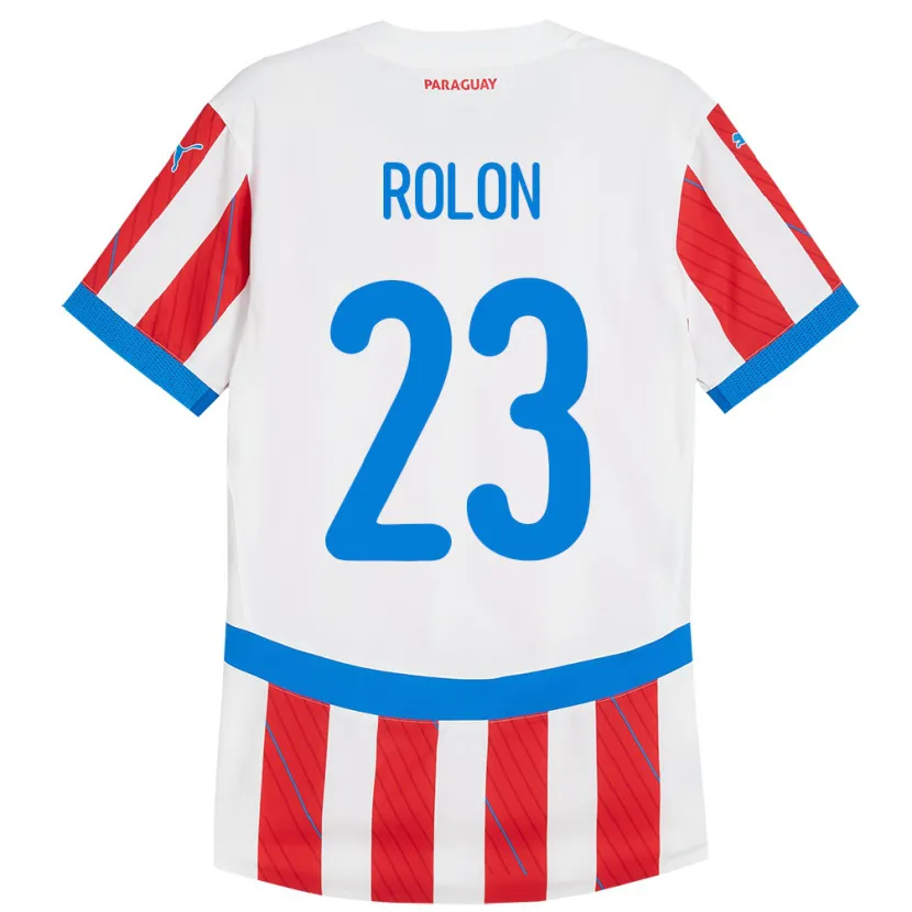 Danxen Hombre Camiseta Paraguay Luis Rolón #23 Blanco Rojo 1ª Equipación 24-26 La Camisa