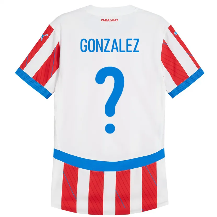 Danxen Hombre Camiseta Paraguay Antonio González #0 Blanco Rojo 1ª Equipación 24-26 La Camisa