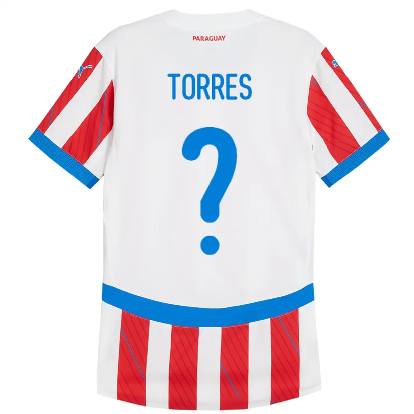Danxen Hombre Camiseta Paraguay Diego Torres #0 Blanco Rojo 1ª Equipación 24-26 La Camisa