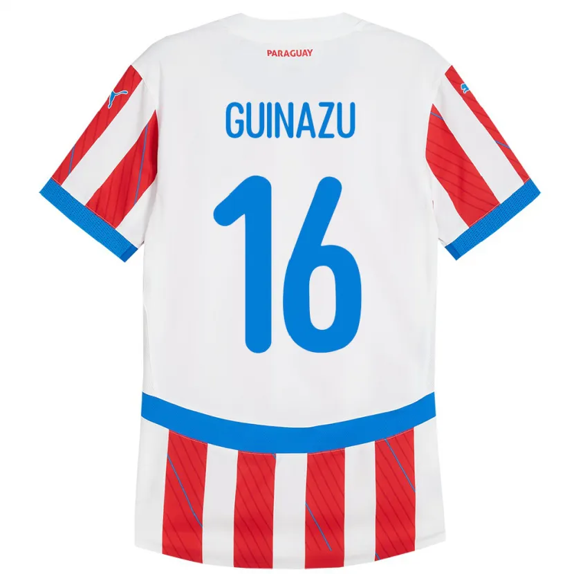 Danxen Hombre Camiseta Paraguay Lucas Guiñazú #16 Blanco Rojo 1ª Equipación 24-26 La Camisa