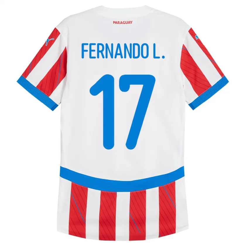 Danxen Hombre Camiseta Paraguay Fernando Leguizamón #17 Blanco Rojo 1ª Equipación 24-26 La Camisa