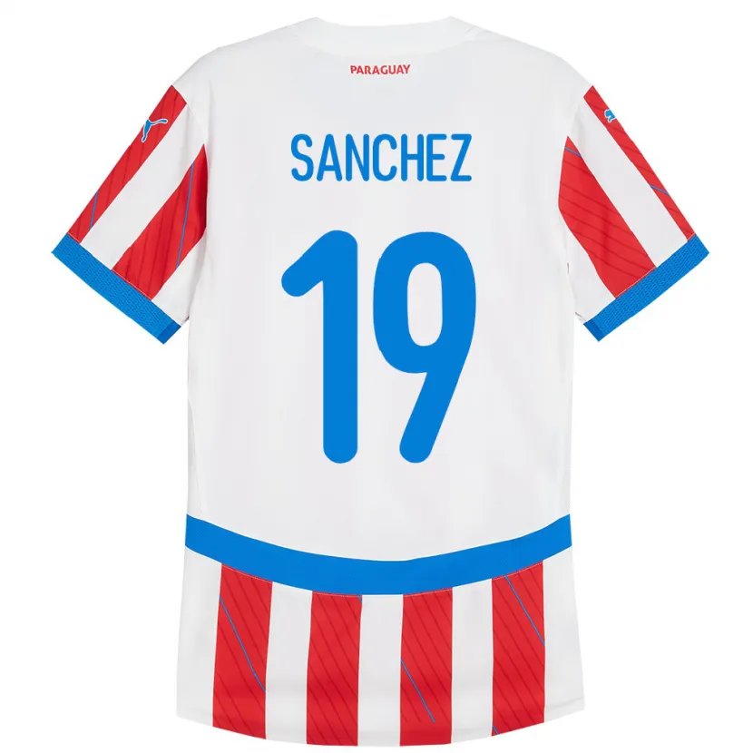 Danxen Hombre Camiseta Paraguay Juan Sánchez #19 Blanco Rojo 1ª Equipación 24-26 La Camisa