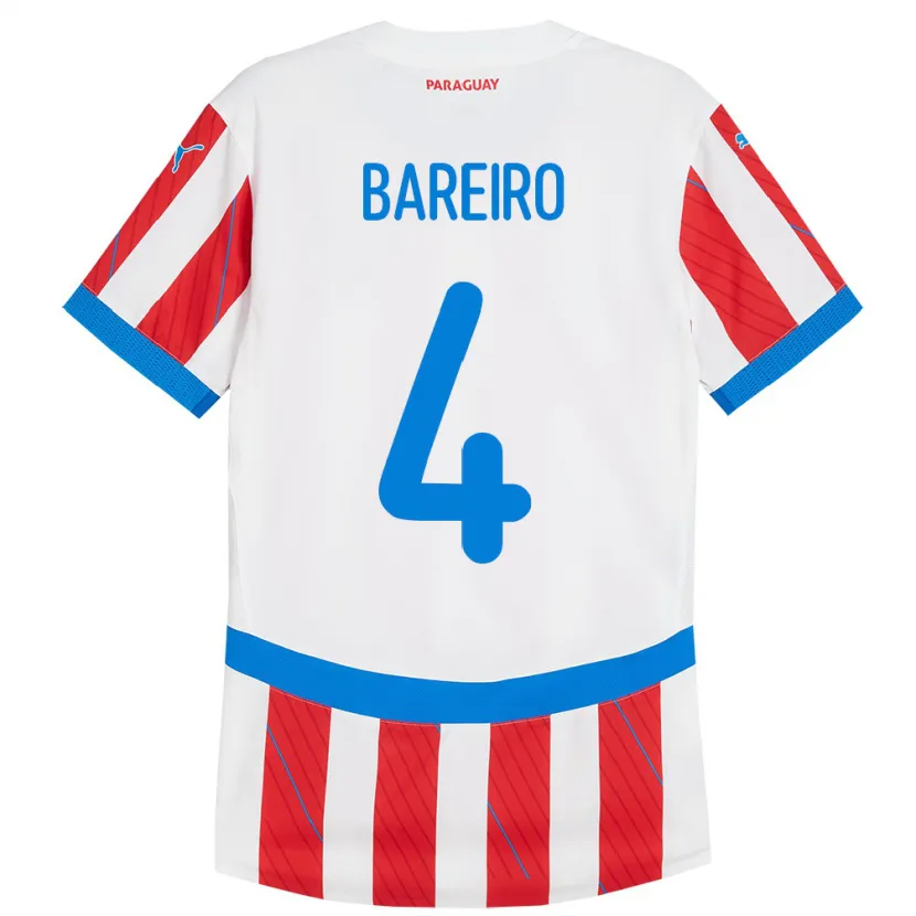 Danxen Hombre Camiseta Paraguay Daysy Bareiro #4 Blanco Rojo 1ª Equipación 24-26 La Camisa
